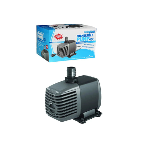 Go To Submersible Water Pump For Ponds And Fountains, 370 GPH, Inline Or Submersible, Oil Free And Eco Friendly, product box and pump