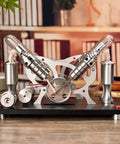 Hot Air Sterling Engine Kit With 4 Cylinder Parallel Stirling Engine Model For Adults Premium Metal Craftsmanship No Setup Needed Ready To Ignite With Alcohol Classic Generator Toy Gift, 27 cm metal engine
