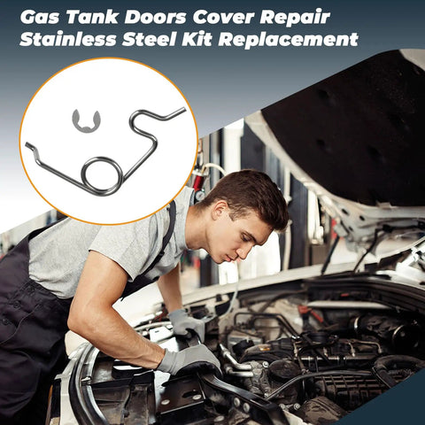 Mechanic checking car engine with Toyota Tundra Fuel Door Spring Replacement Stainless Steel Gas Door Spring shown.