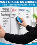 Person erasing whiteboard using Chisel Tip Dry Erase Markers with Magnetic Whiteboard Eraser 36 Bulk Pack In Four Colors