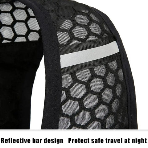 Breathable Hydration Vest Pack For Runners With Built In Water Reservoir showing reflective bar design detail
