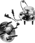 2WD Front Wheel Bearing Hubs And Bolt Mountings For Silverado 1500 Sierra 1500 Tahoe Suburban Escalade ESV Avalanche Yukon XL Wheel Hub And Bearing Assembly Set Fits 2007 2014 6 Lug RWD Models showing dual steel hub assemblies with bolt mountings for GM vehicles.