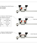 Diagram of belt sizes in Pro Grade Shop Ready Belt Welding Kit With PTFE Coated Heat Wand Tip Soften Urethane Belt Ends Press And Bond With Durable Clamp Create Clean Strong Splices Easy Setup For Repair Shops And DIY Belt Maintenance