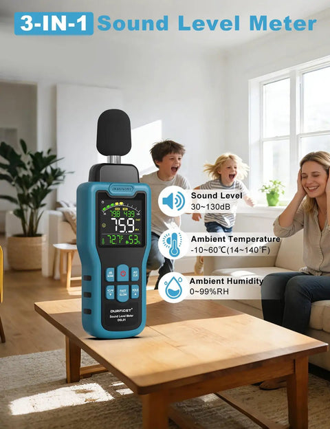 Beast Pro Grade Sound Level Meter For Home And Workshop Use With High Precision Sensor 30 To 130 DB Range 0.1 DB Resolution And 1.5 DB Accuracy Condenser Microphone With Fast Real Time Noise Readout For Quick Decibel Measurement. 3-in-1 handheld meter