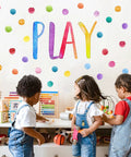 Kid Friendly Playroom Polka Dots Wall Decals Peel And Stick Watercolor Signs For Nursery Preschool Decor in kids' playroom
