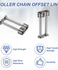 Heavy Duty Roller Chain Master Connecting Link DIN 16B-3 With Iron Pitch Pin For Industrial Machinery And Motorbike Upgrades 25.4mm Wide shown from two angles.