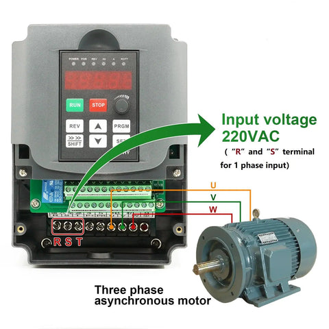 VFD Inverter For 3 Phase Motors From Single-Phase To Three-Phase 220V, 0-400Hz Speed Control, RS-485, motor connection diagram
