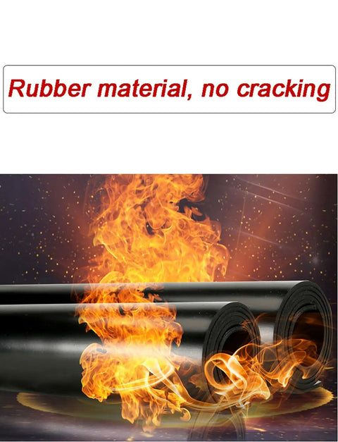 Rock Solid Premium Anti Slip Rubber Pad Oil Resistant Heavy Duty Floor Mat For Workshops Garages And Job Sites A Hardcore Workhorse Built To Handle The Daily Grind with flames in background.