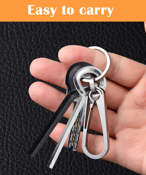Person holding Ten Pack Five Thirty Second Inch Standard Hex Dogging Keys With Full Loop In Black For Door Locks And Panic Bar Exit Devices Metal Allen Wrench Keys Set