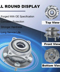 Front Wheel Bearing Hub Assembly Compatible With Hyundai Sonata 2015 2019 Tucson Veloster N Nexo Optima 2016 2020 Sportage Cadenza Front Left And Right Direct Replacement 513374 VKBA7786 top, front, and bottom view