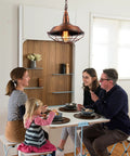 Family dining under Industrial Pendant Lights 2 Pack For Kitchen Island Farmhouse Style Hanging Fixtures With Adjustable Chains And Rustic Metal Wire Cage Vintage Red Finish Perfect For Barn Dining Room Hallway Or Foyer.