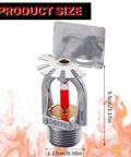 Top Shelf Pendent Fire Sprinkler Head With Sixty Eight Degree Quick Response Activation And One Half Inch Thread Connector close-up with size dimensions.