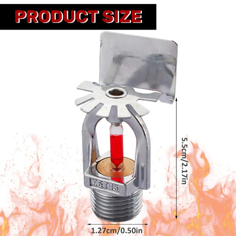 Top Shelf Pendent Fire Sprinkler Head With Sixty Eight Degree Quick Response Activation And One Half Inch Thread Connector close-up with size dimensions.