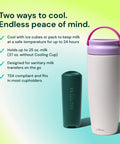 Premium Portable Breast Milk Cooler Built To Keep Pumped Storage Ice Cold For Up To 24 Hours with ice pack and 25 oz capacity.