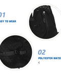Close-up of Go To Hydration Backpack showing polyester material and strap, ideal for running, cycling, hiking with quick access water bladder and nighttime visibility.