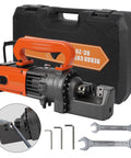 Powerful 1250W Electric Hydraulic Rebar Cutter With Pure Copper Motor And Stainless Carry Case, includes tools for rebar cutting.