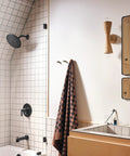 Modern bathroom featuring Gibson Matte Black Shower Lever Handle For Modern Pressure Balancing Posi-Temp Valve Required 2510 M-PACT