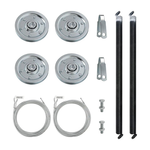 Beefed Up Heavy Duty Garage Door Extension Spring Replacement Kit For 7 Foot Doors With 110 LB Springs 3 Inch Pulleys And 2 Cables