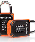 Orange 2 Pack 4-Digit Combination Pad Locks Heavy Duty Waterproof Resettable Security Latches with hardened steel shackle