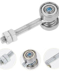 Heavy Duty Sliding Door Roller Kit With Double Bearing Steel Wheels Runs Like A Dream On Barn Tracks Or Cabinet Frames Rated For Fifty Kilogram Loads And Engineered For Smooth Zero Friction Glide Control Daily - close-up of dual bearing steel wheel and bolt