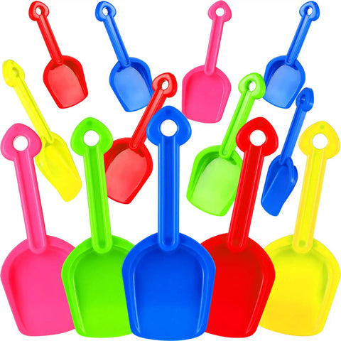 12 Piece Colorful Beach Sand Shovels For Kids Set With Plastic Summer Scoops For Toddlers Outdoor Digging Play Heavy Duty Garden Digging Toy Accessories