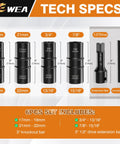 Beefy Thin Wall Lug Nut Impact Socket Set Eight Sizes 17mm 19mm 21mm 22mm And Three Quarter Inch Seven Eighths Inch Thirteen Sixteenths Inch Fifteen Sixteenths Inch Dual End Flip Sockets Half Inch Drive CRMO Tool For Cars And Light Trucks with size and tech specs