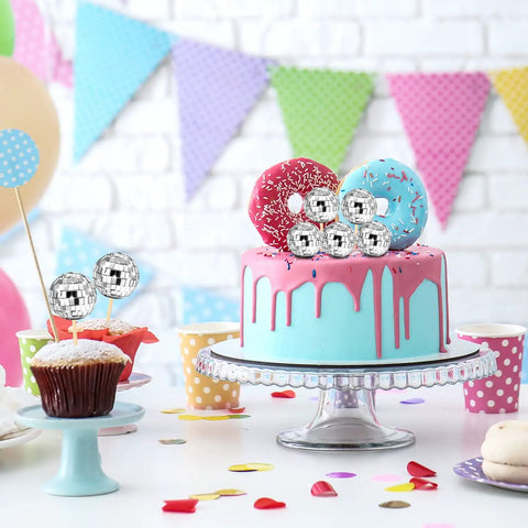 Disco Ball Cupcake Toppers 24 Pack Mini Dancing Cake Decorations For 70s Theme Birthday Party And New Year Celebrations