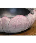 USZWBY Bathroom Vessel Sink Chinese-Style Creativity Bathroom Sink Above Counter Basin showcasing retro lotus design in ceramic material.