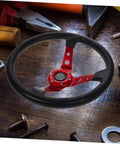 Universal 14 Inch 350mm PU Steering Wheel For Racing Sim Rig Golf Cart And Truck Simulator Dope Concave Red Drifting Wheel