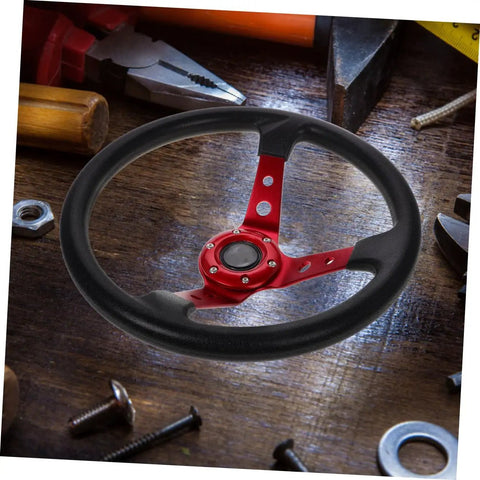 Universal 14 Inch 350mm PU Steering Wheel For Racing Sim Rig Golf Cart And Truck Simulator Dope Concave Red Drifting Wheel