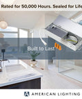 Top Shelf Led Recessed Downlights 2 Inch Round With Hella Flexible 5Cct Color Tuning 90 CRI Triac Smooth Dimming Wet Rated Ceiling Fixtures Seamless Home Upgrade 12 Piece Kit in bright bathroom setting.