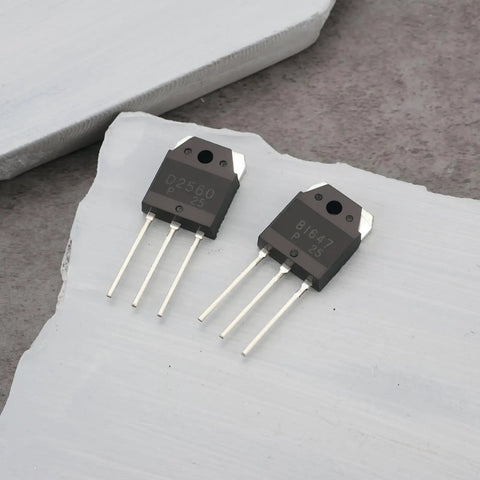 Two Pack 2SB1647 2SD2560 Transistors For Switching And Amplifier Projects, 150V High Voltage, 15A Current, TO3P Package, Great For DIY Electronics, Solar Chargers, Microwave Circuits, And Learning Experiments; TO-3P pair