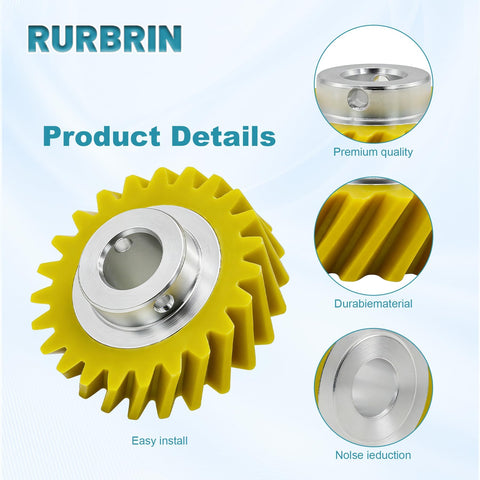 Upgraded W10112253 Mixer Worm Gear Replacement For Whirlpool KitchenAid And Kenmore with premium yellow material