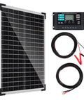 25W 12V Solar Panel Kit With 10A Charge Controller And Extension Cables Off Grid Battery Clips And O Ring Terminal For 12V Batteries