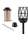 Score This Awesome Wire Metal Torch That Zaps Mosquitoes While Lighting Up Your Outdoor Space Perfect For Patio Vibes Lawn Hangouts Backyard Bashes And Garden Nights Includes Tough Wick Plus Snuffer; wire metal torch parts including canister and wick.