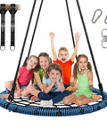 Heavy Duty 45 Inch Spider Web Tree Swing For Kids And Adults Outdoor Steel Frame Saucer Net Swing With Swivel Adjustable Ropes