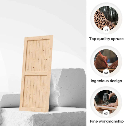 42 Inch By 84 Inch Sliding Barn Door Solid Spruce Slab Interior Door showing quality spruce wood and craftsmanship details.