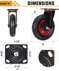 Heavy Duty 8 Inch By 2 Inch Casters Set Of 4 With 3600 Lb Total Capacity And 900 Lb Per Caster Solid Rubber Wheels dimensions