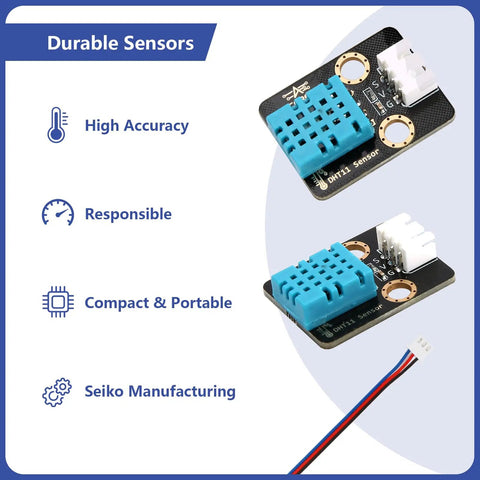 Three Pack DHT11 Temperature And Humidity Sensor Module For Arduino 3.3V To 5V Digital Sensor With Wires, compact blue module