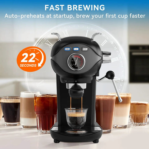 20 Bar Espresso Machine With Temperature Control Compact Home Coffee Maker With Steam Milk Frother for Cappuccino and Latte Lovers