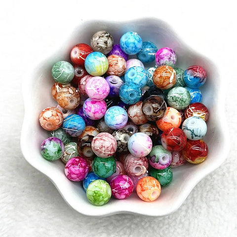 Premium Pattern Round Glass Loose Spacer Beads For DIY Jewelry Making Bracelets Necklaces Earrings Glitter Craft Supplies Kits Straight Up Drip Vibe