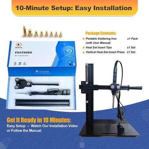 Pro Grade Vertical Heat Set Insert Press Machine With 80W Digital Temperature Controlled Soldering Iron And Power Switch kit