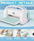 Manual Die Cutting Machine For Scrapbooking And Card Making, 9 Inch Opening, Embossing And Die Cutting Tool, Go-To Starter Kit For Paper Crafts, Sturdy Hand Crank Cutter For Albums And Cards shown with features