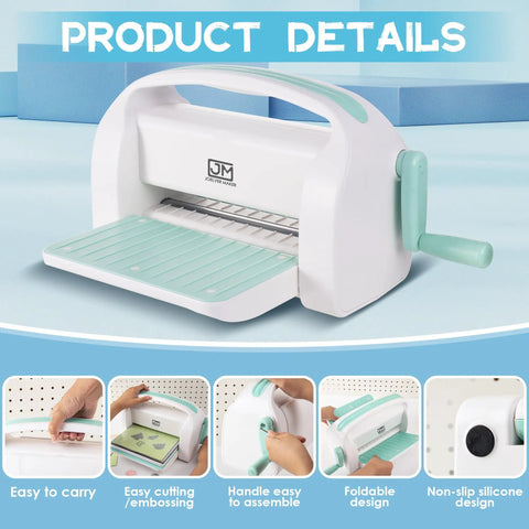 Manual Die Cutting Machine For Scrapbooking And Card Making, 9 Inch Opening, Embossing And Die Cutting Tool, Go-To Starter Kit For Paper Crafts, Sturdy Hand Crank Cutter For Albums And Cards shown with features