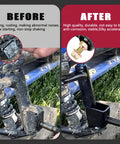Before and after of Right Hand Steering Knuckle Spindle for Go Karts Compatible with KT196 under front suspension with close-up view.