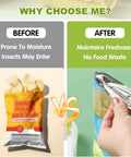 Comparison of snack bag sealed with vs. without Rechargeable 2 In 1 Bag Sealer With Cutter, Portable Handheld Food Sealer For Kitchen.
