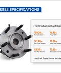 Front wheel hub bearing assembly with six lug studs and ABS sensor included (MACEL 513188)