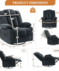 Cozy Swivel Rocker Recliner Chair For Adults With Massage Heat And Vibration 360 Degree Glider Lounge Sofa dimensions diagram