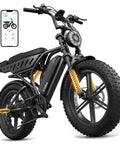 Beast Mode Fat Tire Electric Bike With 1500W Peak Power, 28 MPH Top Speed, 20 Inch Dual Suspension Dirt Bike with smartphone display