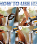 Step-by-step guide showing installation of Heavy Duty Bike Pedal Extenders 1 Pair Steel Bicycle Pedal Adapters Extend 20mm